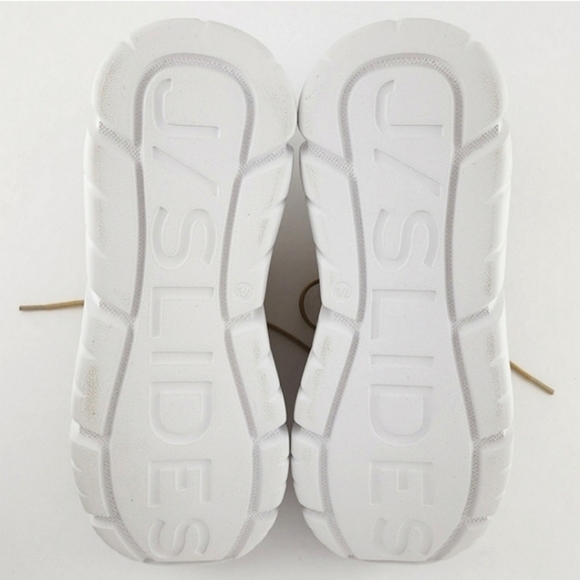 J/SLIDES NYC Women's Knockout Tan White Sneakers Leather Chunky Platform Sz 7.5M - Picture 11 of 13